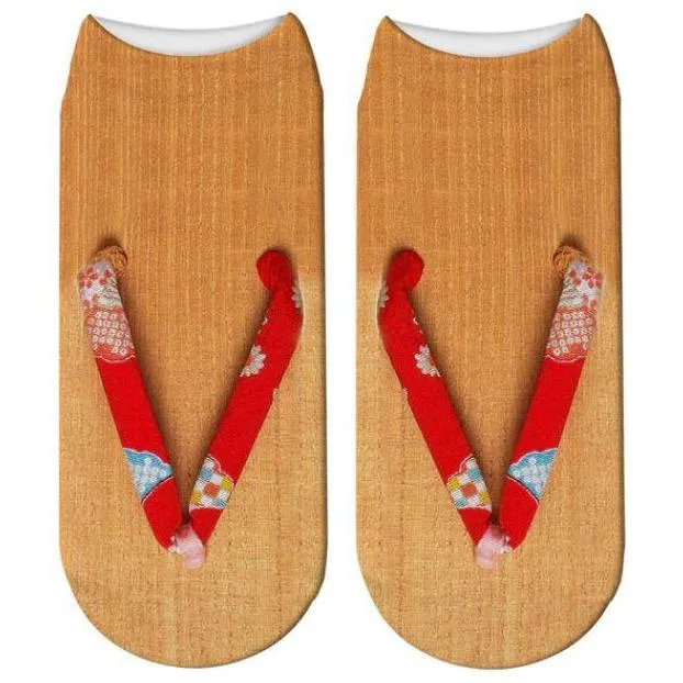 3D Flip Flops  Print Women Socks Free   Shipping