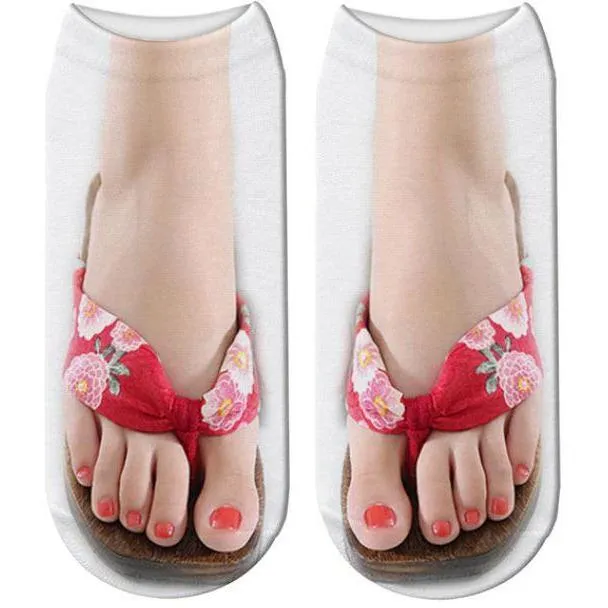 3D Flip Flops  Print Women Socks Free   Shipping