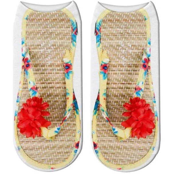 3D Flip Flops  Print Women Socks Free   Shipping