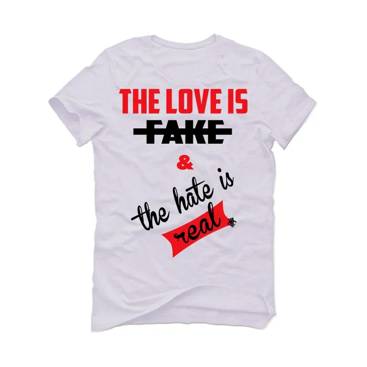 Air Jordan 2 Retro “White Fire Red Black Cement” | illcurrency White T-Shirt (Love is Fake)