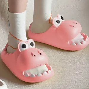 Baby Moo Crocodile Beach Slippers 3D Cartoon Sliders - Pink