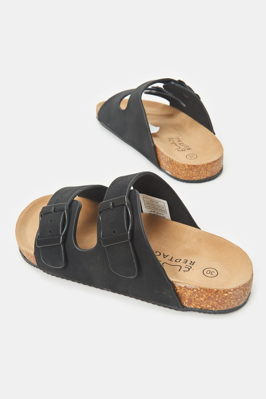 Boys Black Solid Cork Sandal