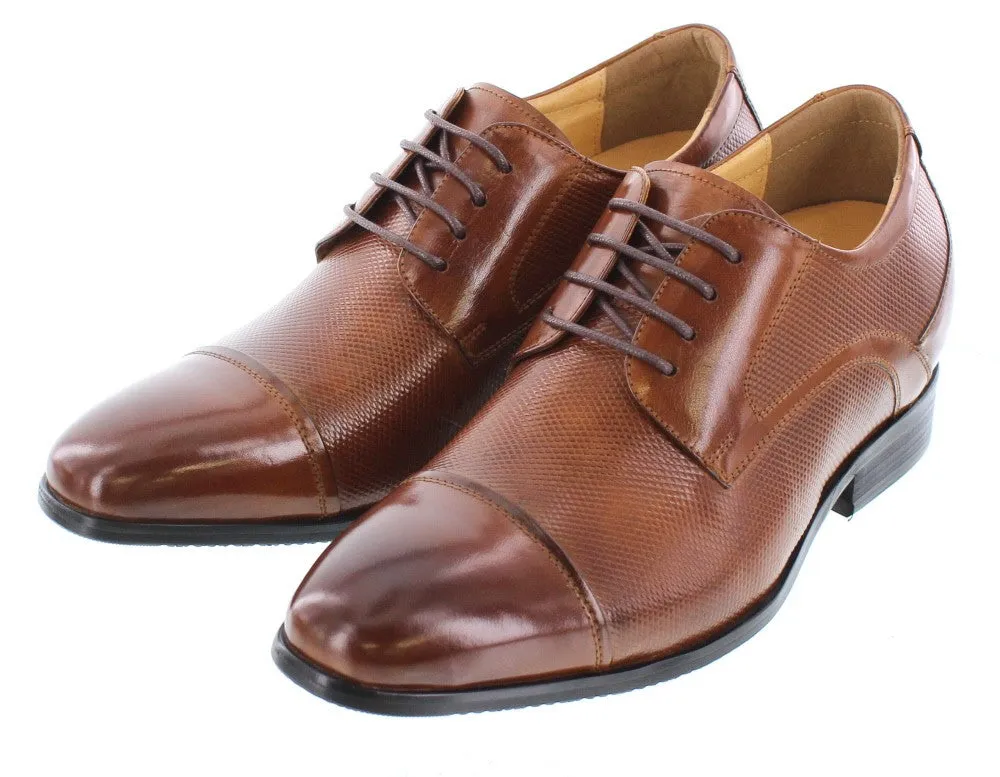 CALTO Brown Leather Dress Shoes - Three Inches - Y40201