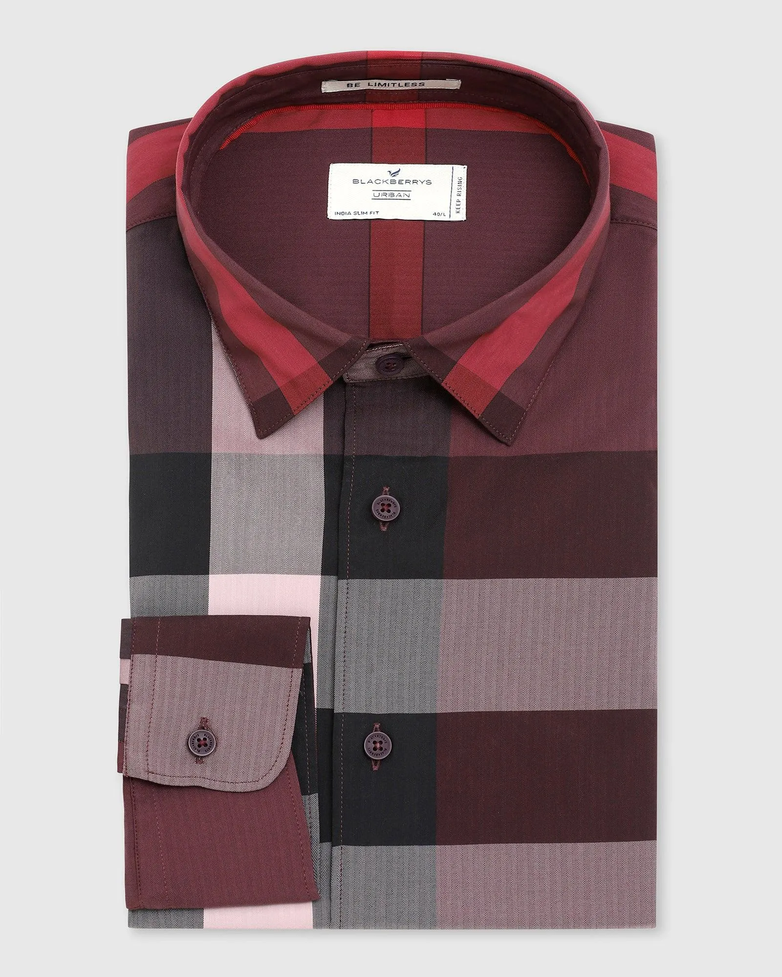 Casual Maroon Check Shirt - Moses