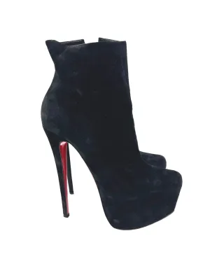 Christian Louboutin Size 40 Black Suede Daf Booty 160 Booties