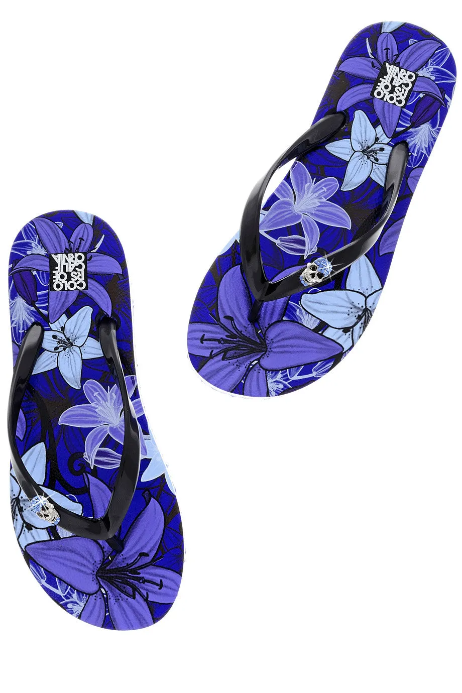 COLORS OF CALIFORNIA FLOWER POWER Indigo Flip Flops