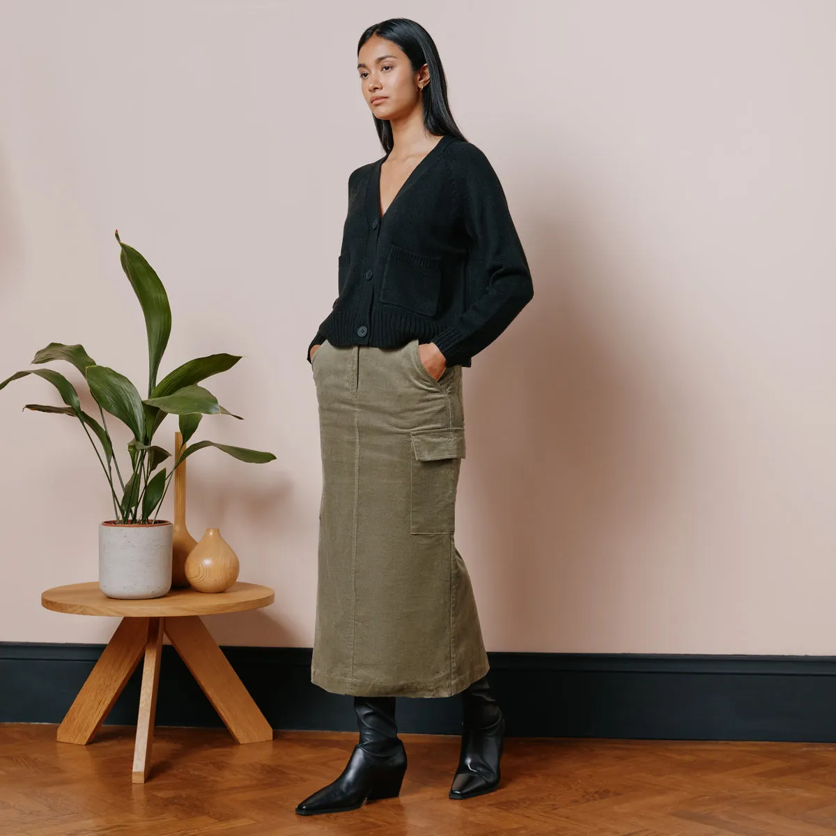 Cord Utility Skirt in Khaki by Albaray