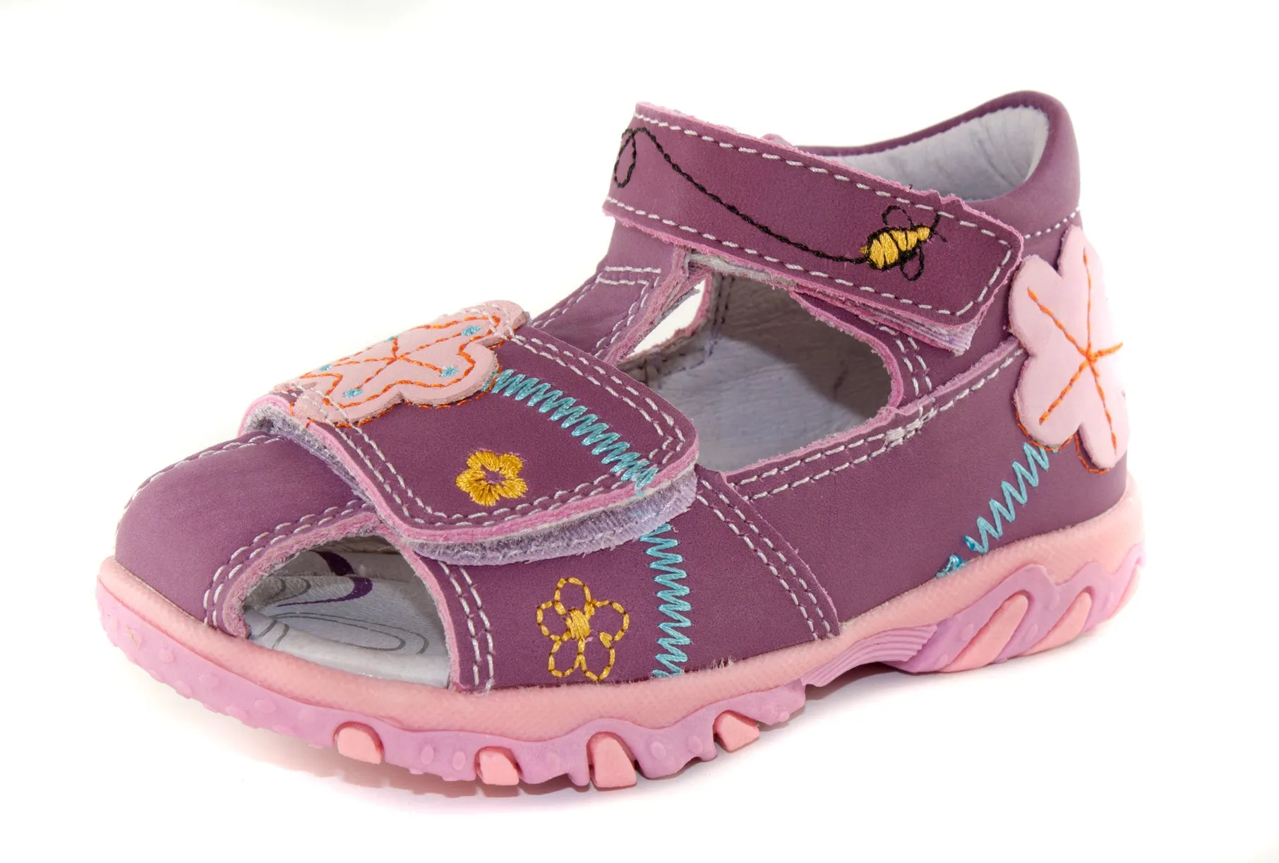 D.D. Step toddler girl sandals mauve with bees and flower size US 4-8