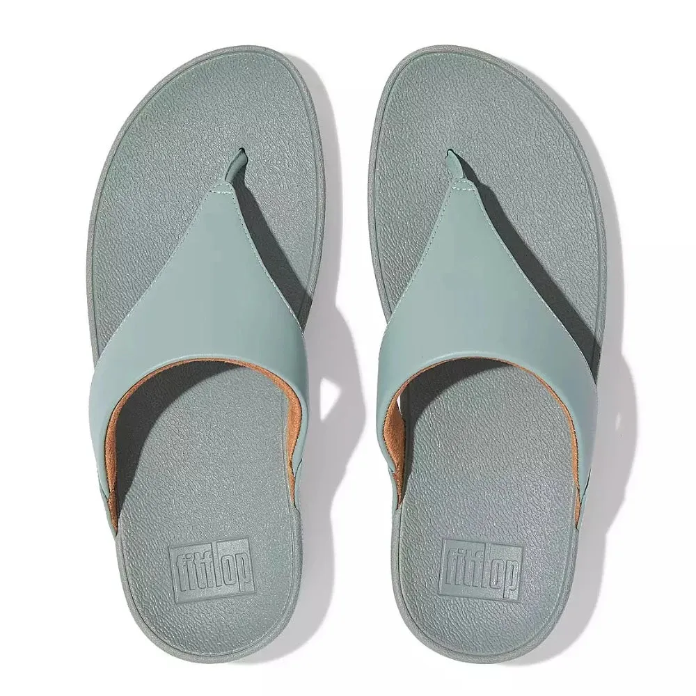 FitFlop Women's Lulu Leather Toe-Post Cool Blue