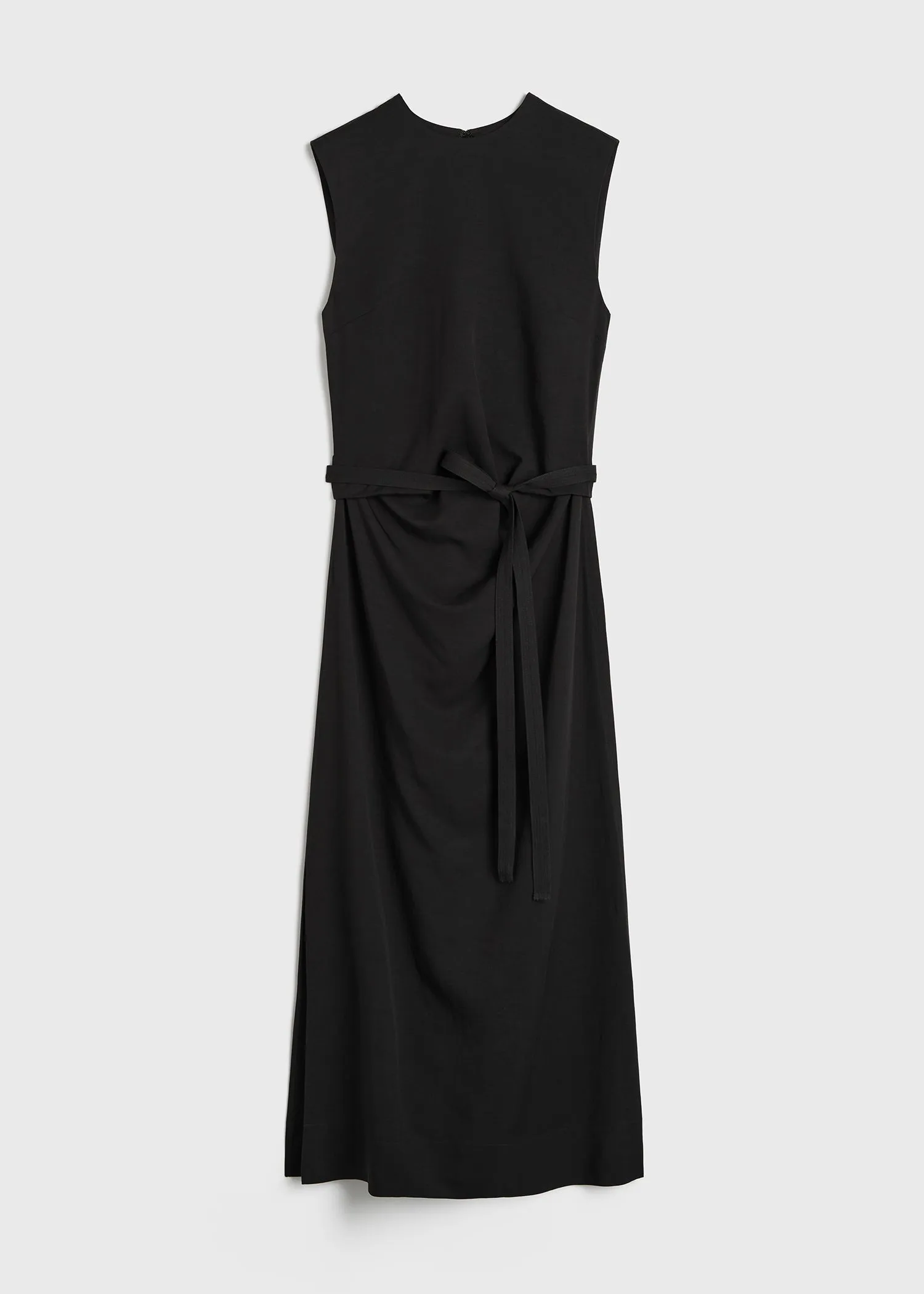 Fluid tie-waist dress black