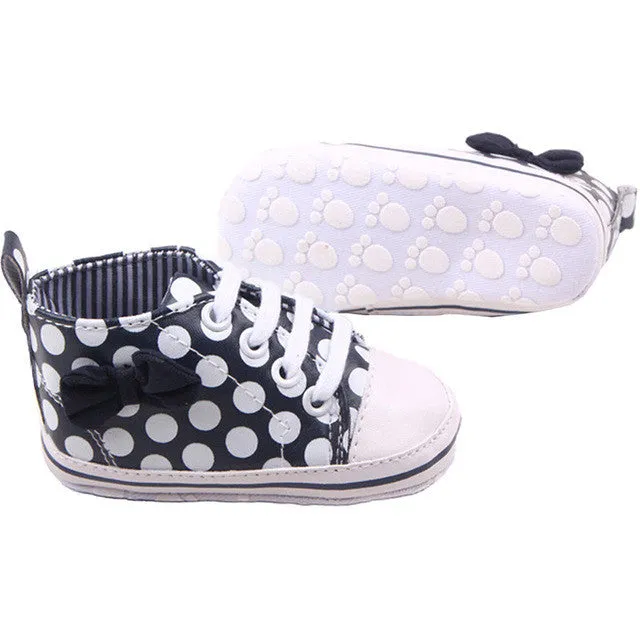 Girl Slip-On Sneaker Toddler Kid Comfy Polka Dots Pu Leather Baby Shoes