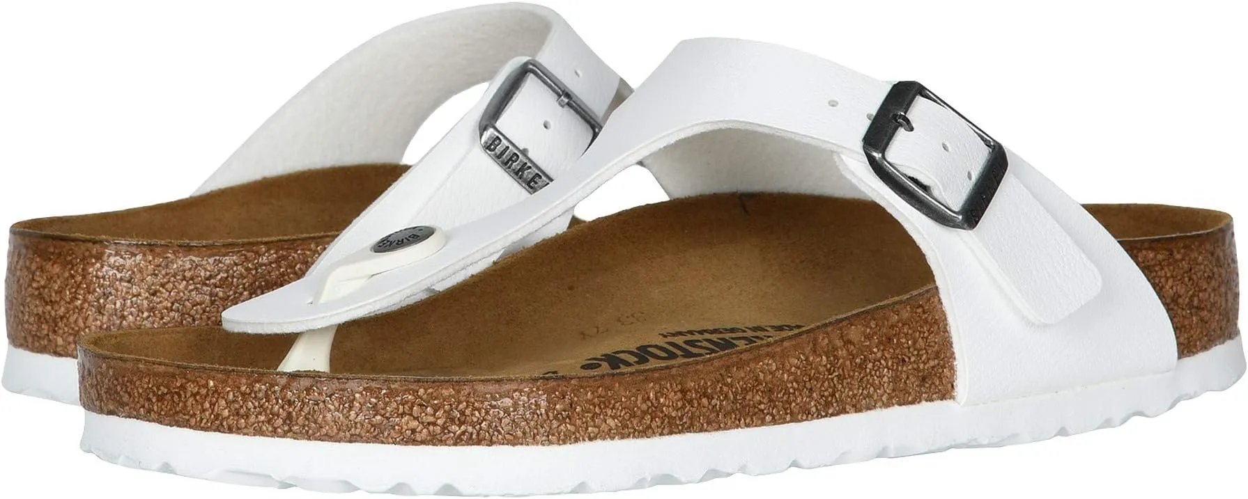 Gizeh slides - Birko-Flor & Birkibuc Birkenstock, White Birko-Flor