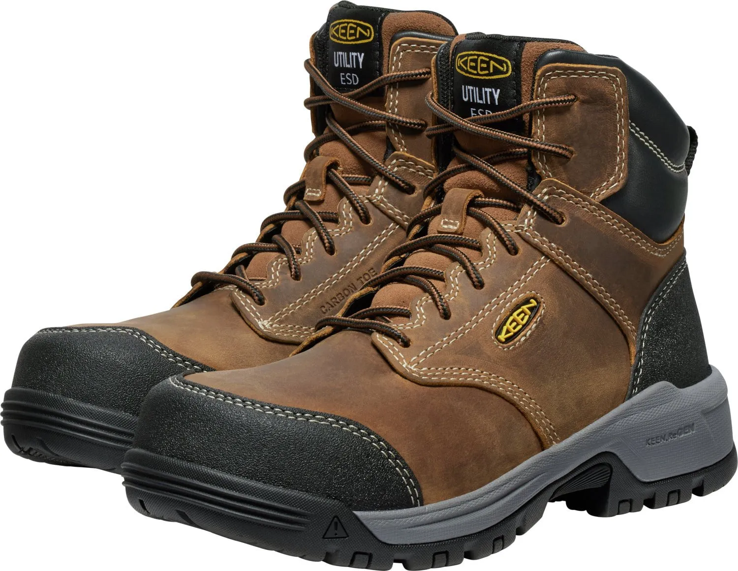 Keen Utility Womens Evanston 6in ESD CT Bison/Black Leather Work Boots