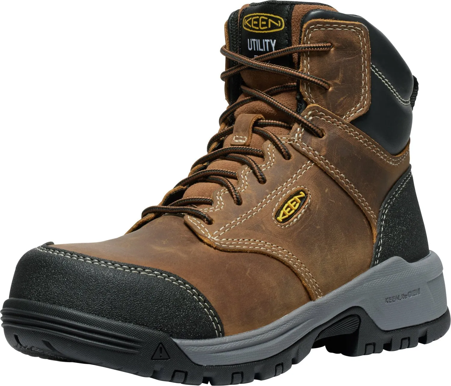 Keen Utility Womens Evanston 6in ESD CT Bison/Black Leather Work Boots