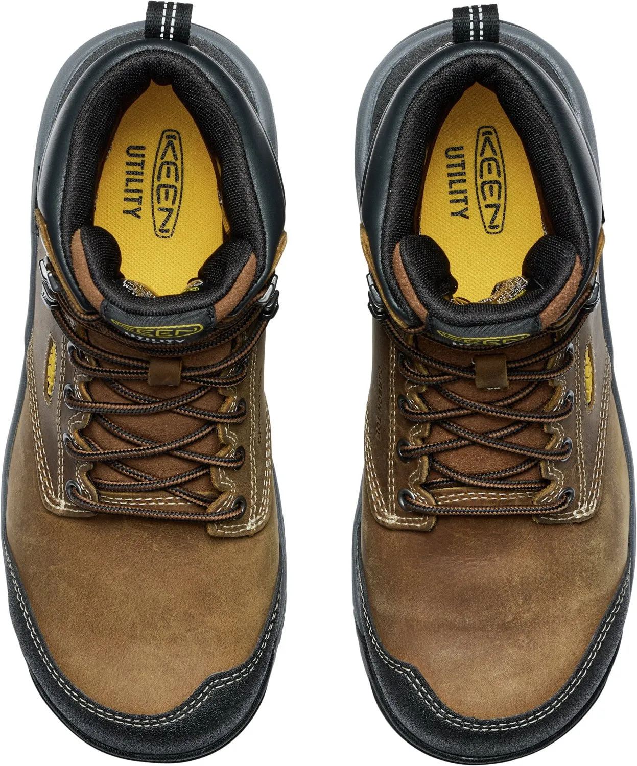 Keen Utility Womens Evanston 6in WP Int Met CT Bison/Black Leather Work Boots