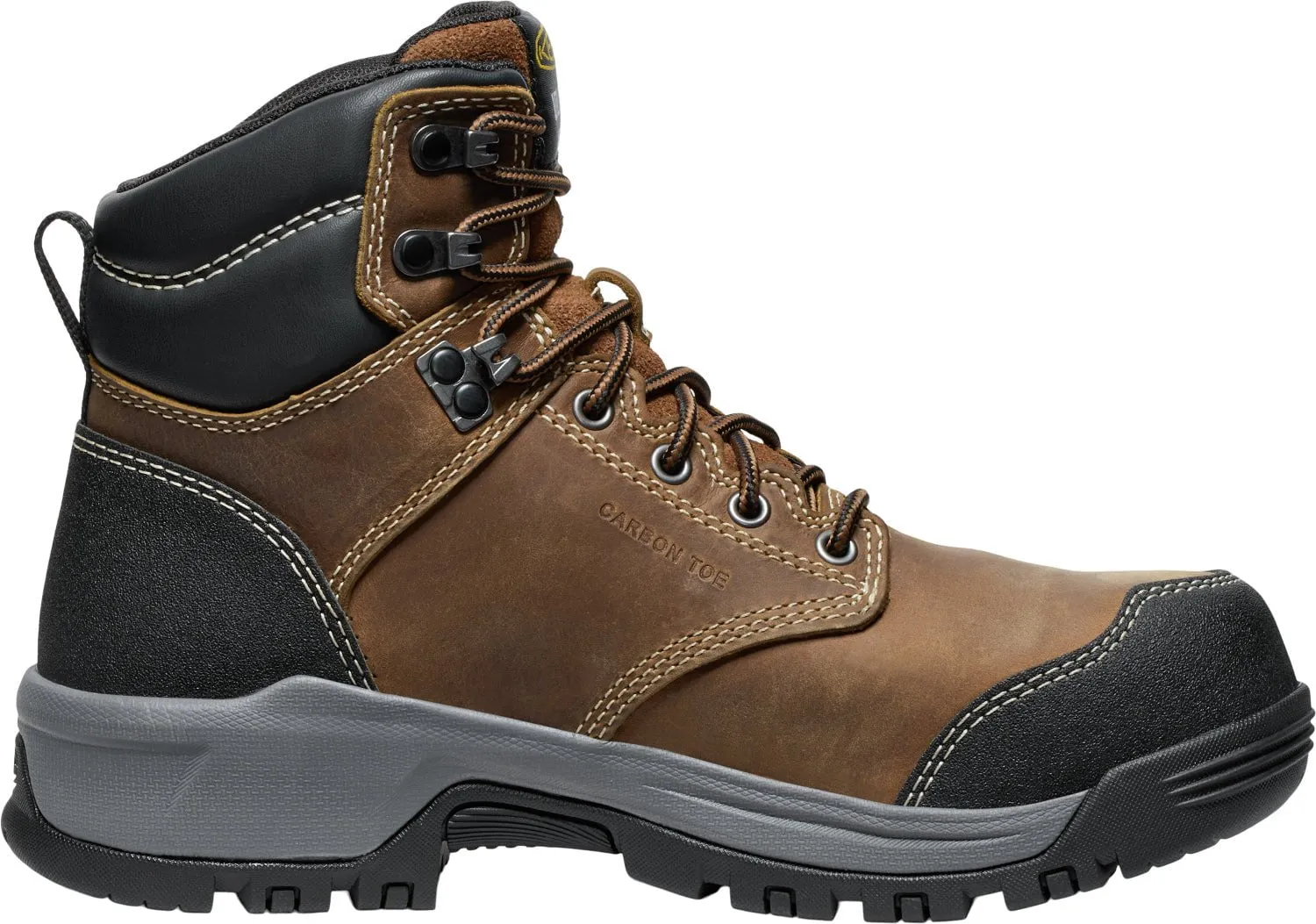 Keen Utility Womens Evanston 6in WP Int Met CT Bison/Black Leather Work Boots