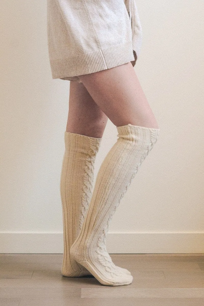 Knee High Cable Knit Socks