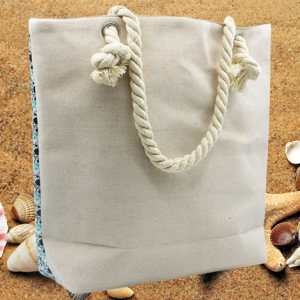 Large Beach Bag - Rope Handled Mandela Shopper Bag - Blue Shades