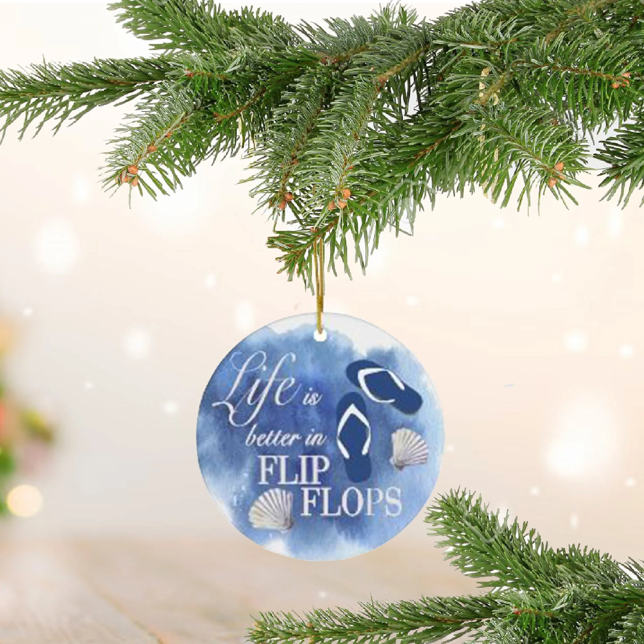 Life is Better in Flip Flops Ceramic Ornament by Nature's Glow