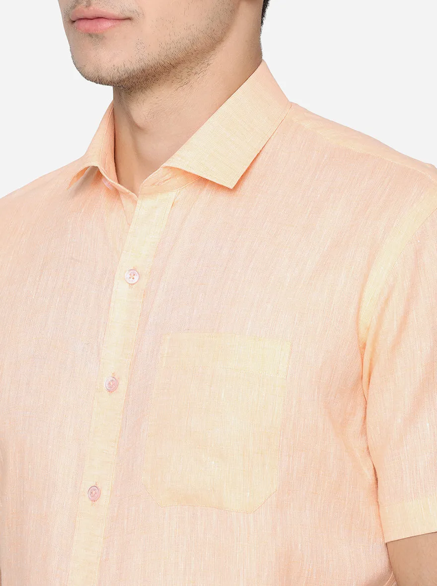 Light Orange Solid Slim Fit Formal Shirt | JadeBlue