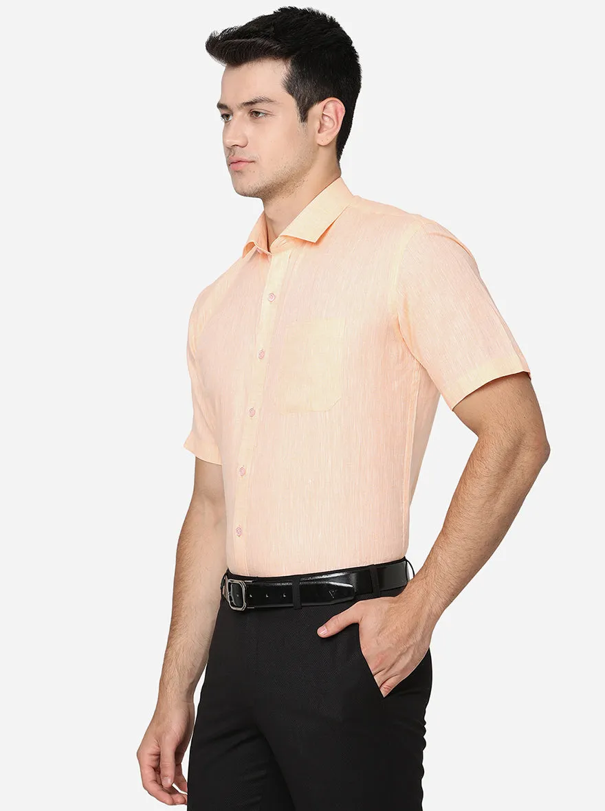 Light Orange Solid Slim Fit Formal Shirt | JadeBlue