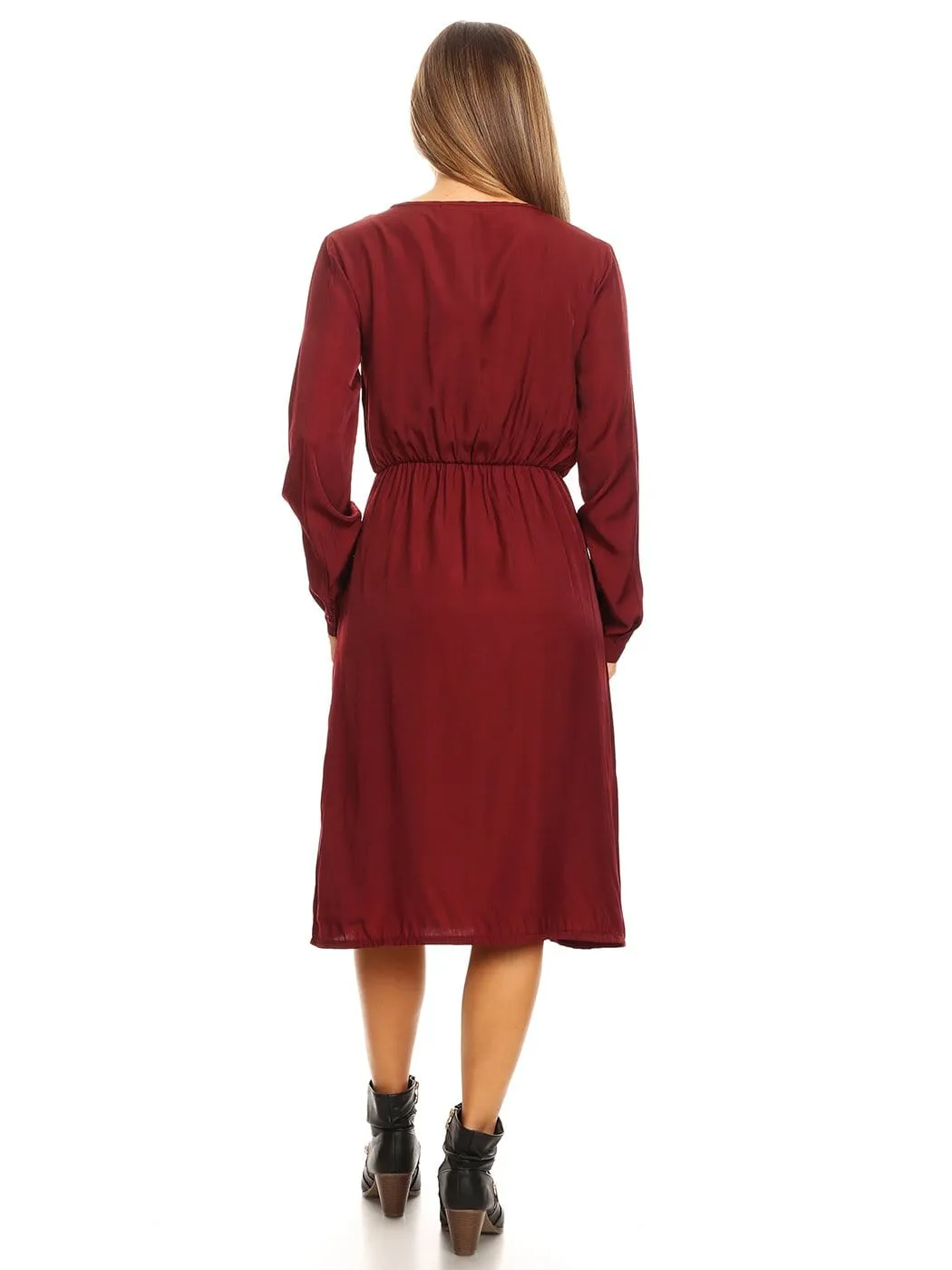 Long-Sleeve Button Down Swing Dress