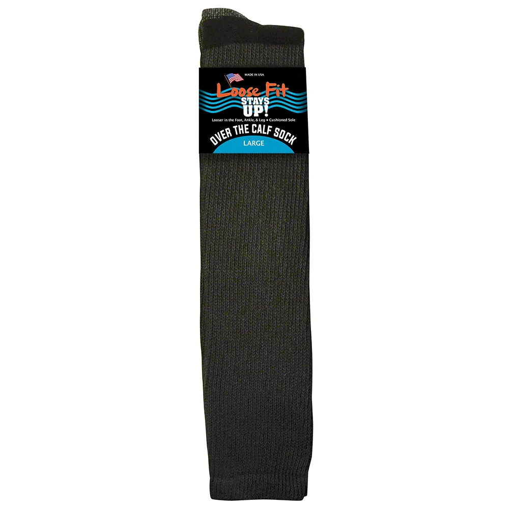 Loose Fit Stays Up Over the Calf Athletic Socks