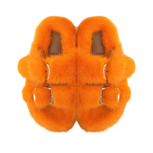 Luxe Mink Slide Sandals - Orange