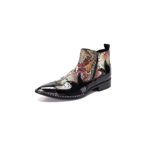 LuxeLeather Exotic Texture Ankle Boots