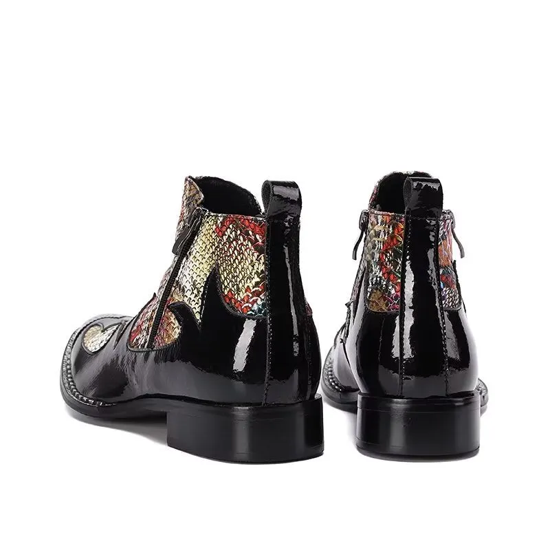 LuxeLeather Exotic Texture Ankle Boots