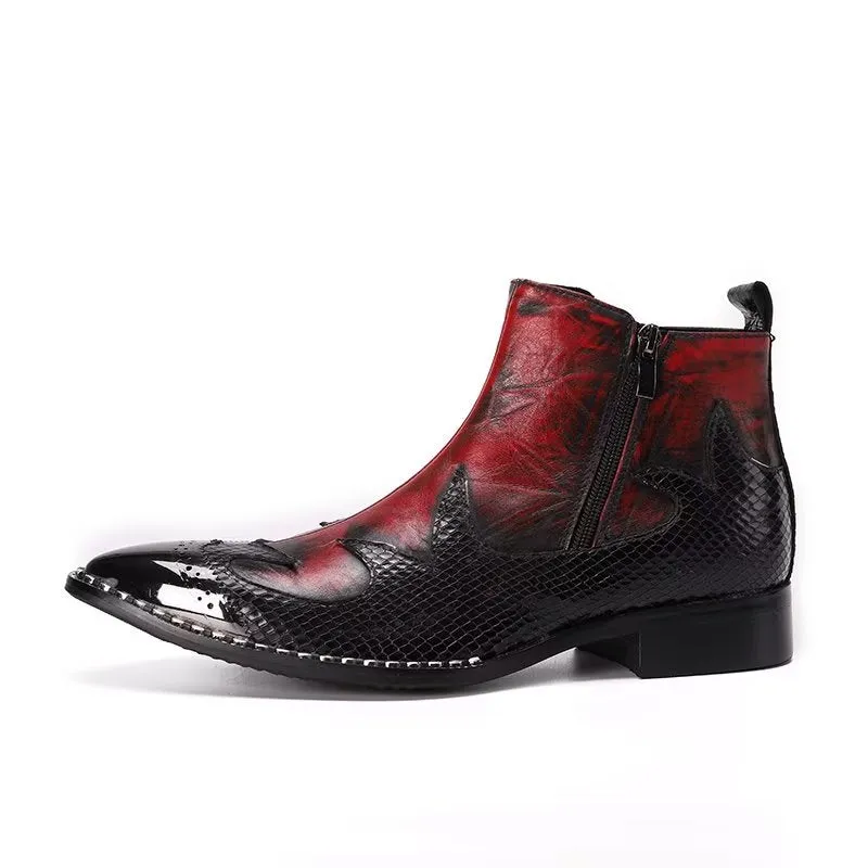 LuxeLeather Exotic Texture Ankle Boots