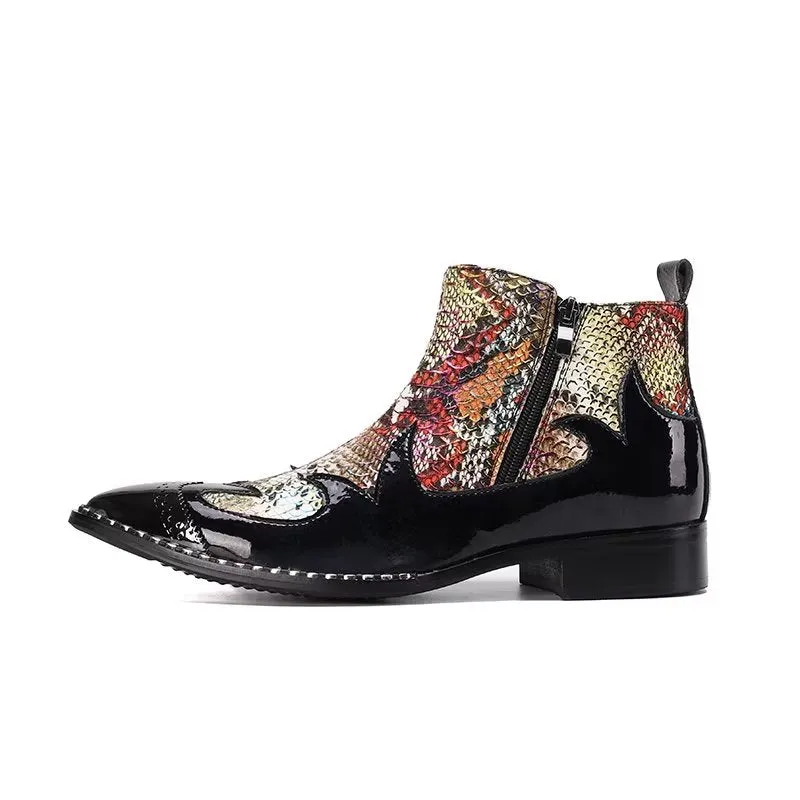 LuxeLeather Exotic Texture Ankle Boots