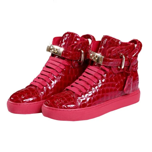 Luxury CrocEmboss High Top Fashion Sneakers