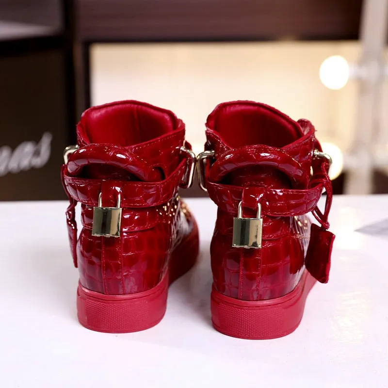 Luxury CrocEmboss High Top Fashion Sneakers