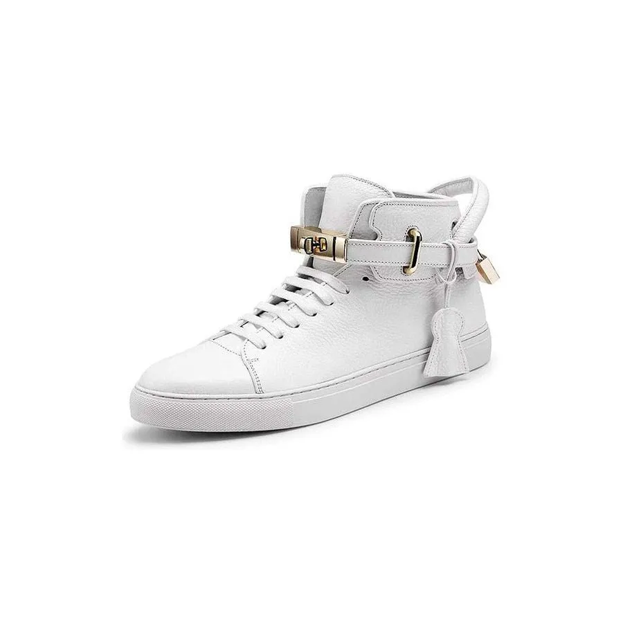 Luxury Smooth Pattern High Top Casual Sneakers