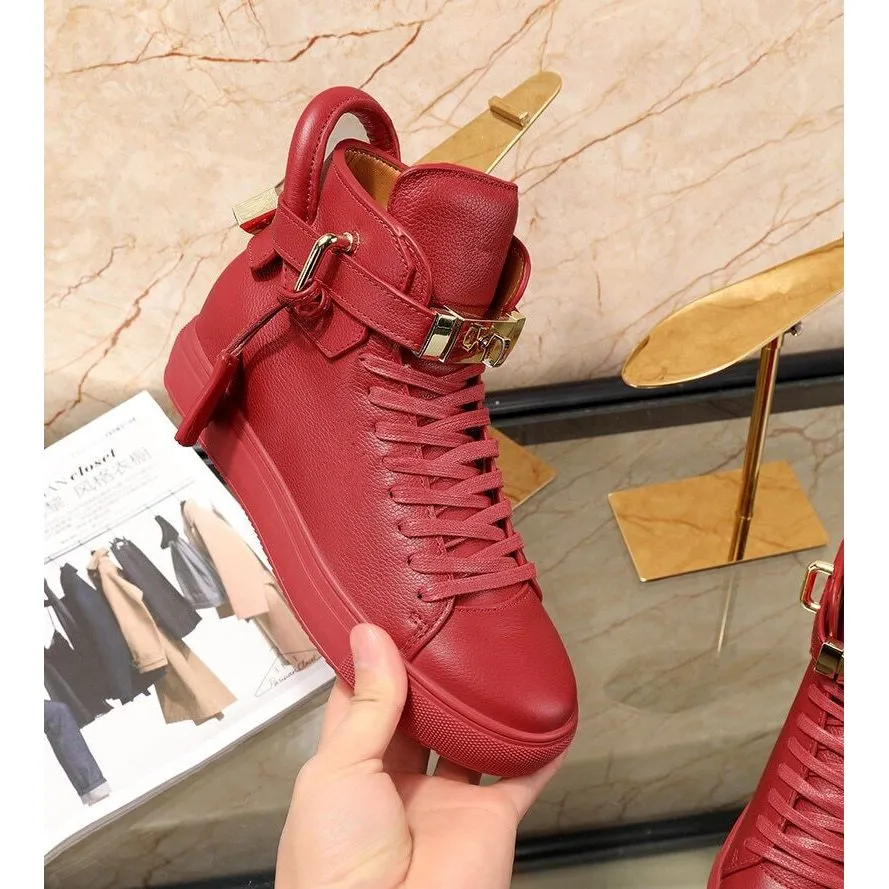 Luxury Smooth Pattern High Top Casual Sneakers