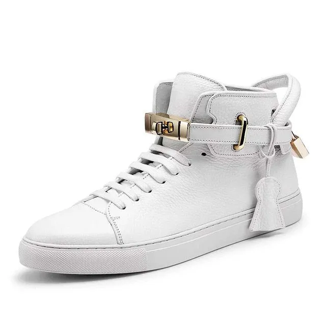 Luxury Smooth Pattern High Top Casual Sneakers