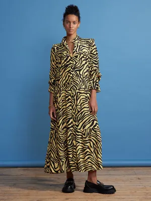 Mandy Yellow Zebra Print Maxi Dress