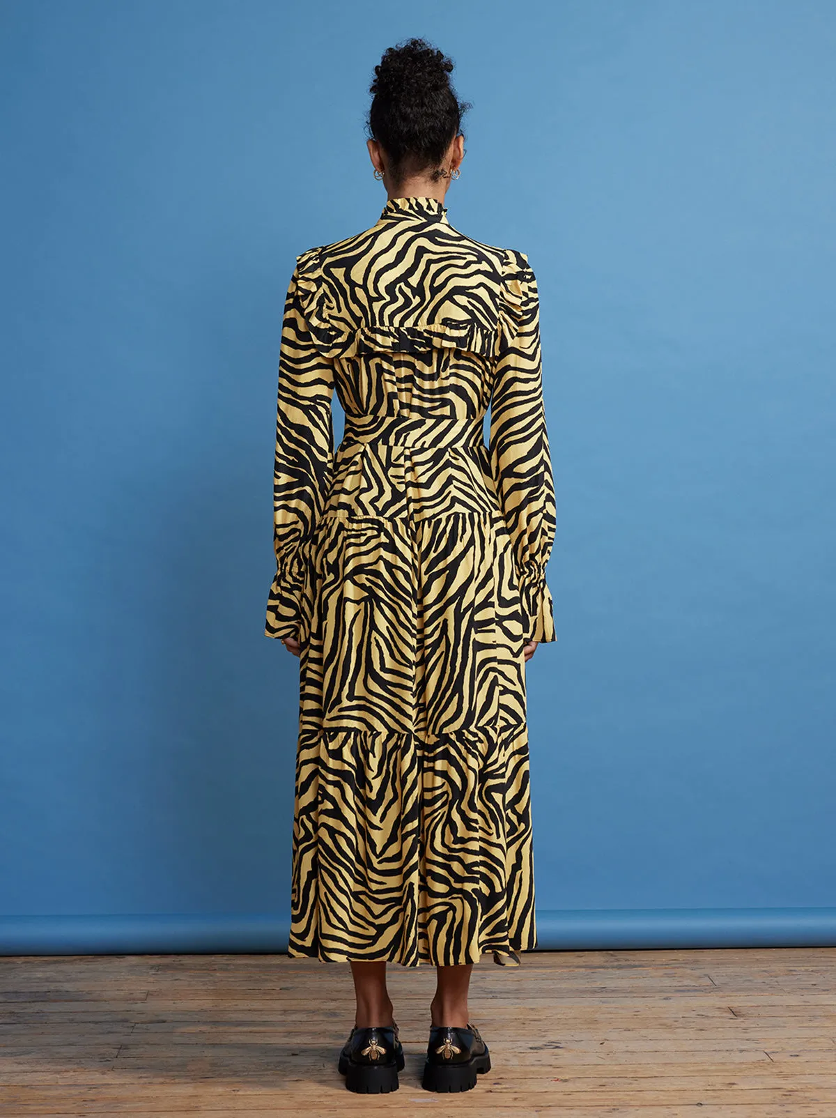 Mandy Yellow Zebra Print Maxi Dress