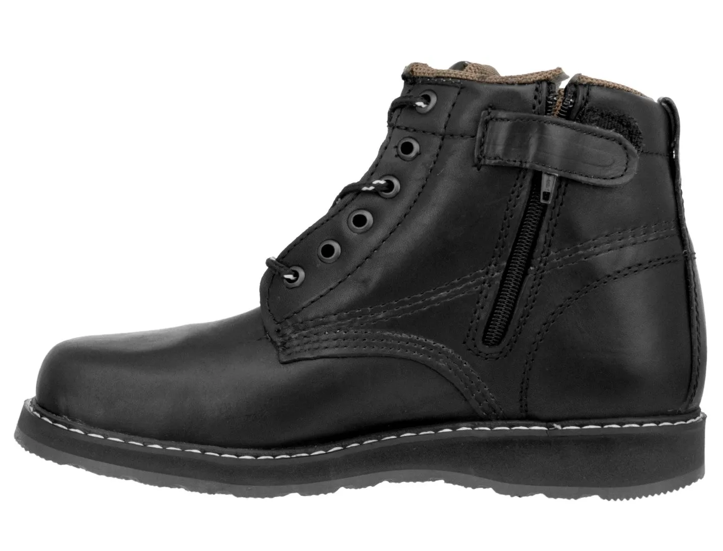 Mens Black Work Boots Genuine Leather Lace Up Safety Oil Resistant Shoes