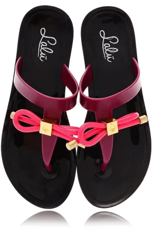 MISHA Black Bow Flip Flops