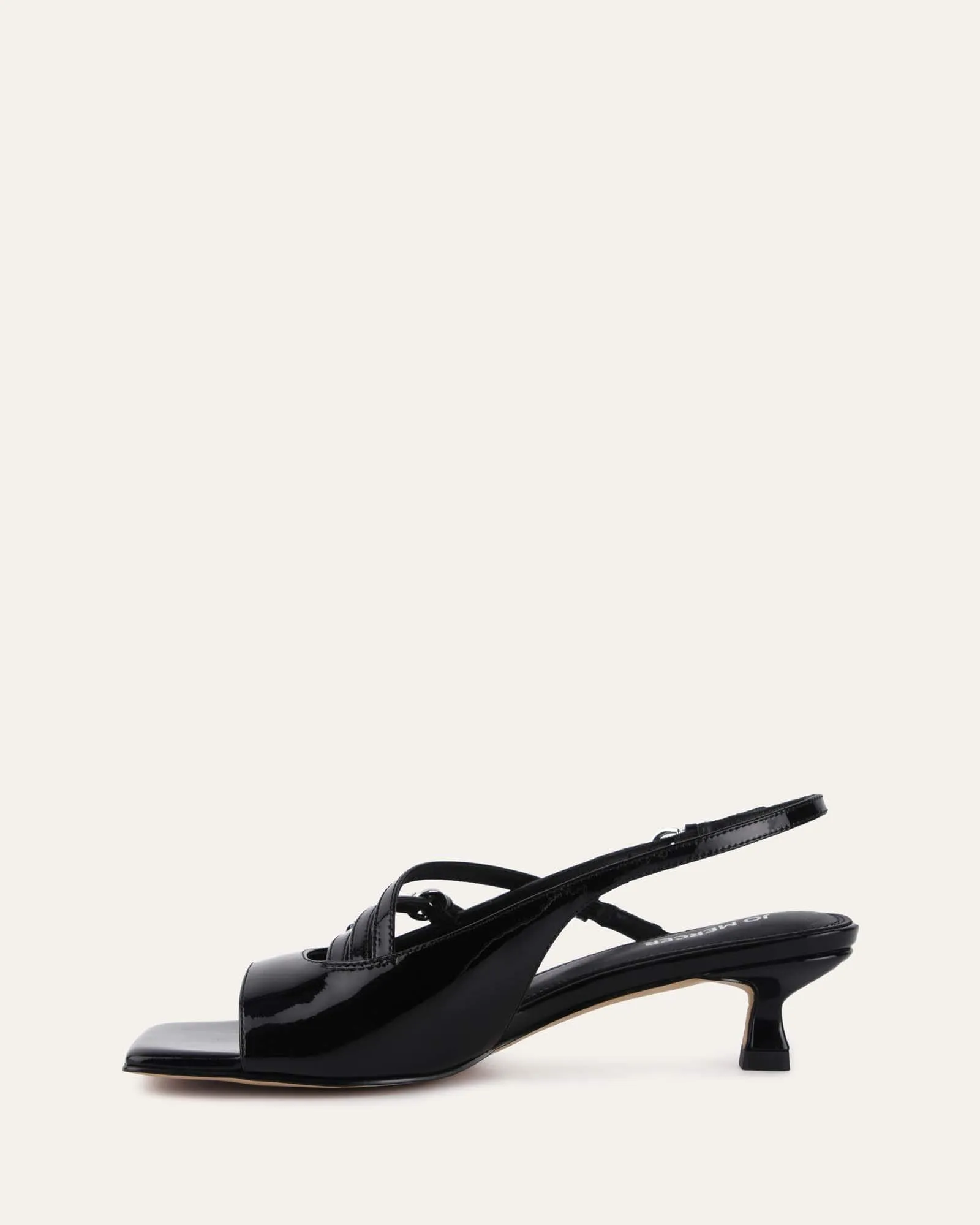 MONICA MID HEEL SANDALS BLACK PATENT