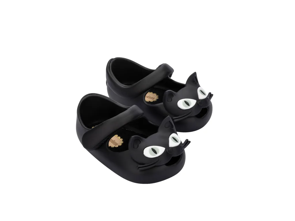 My First Mini Melissa Cat Black Ballerina Shoes For Baby