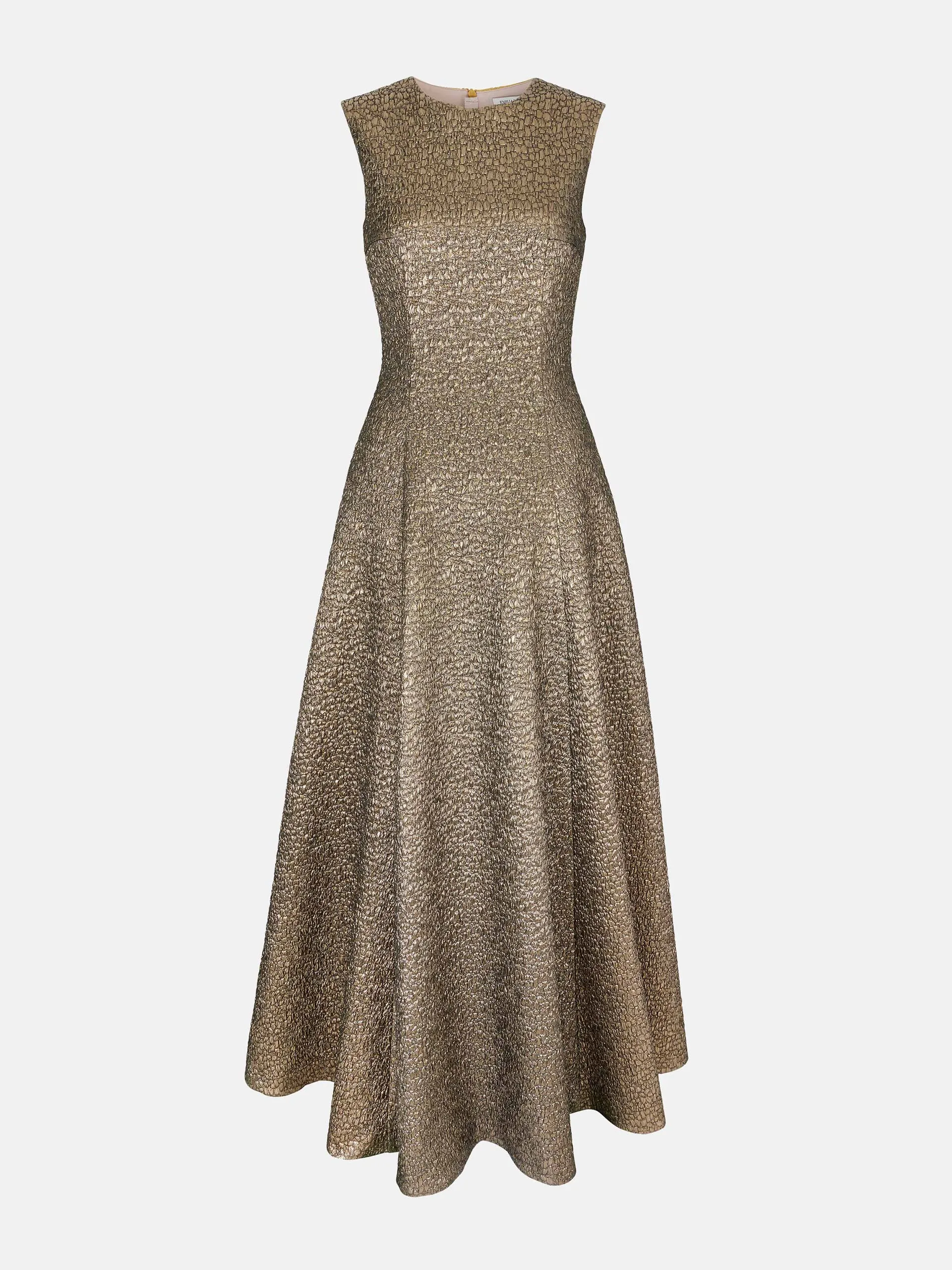 Nodin dress in gold textured jacquard