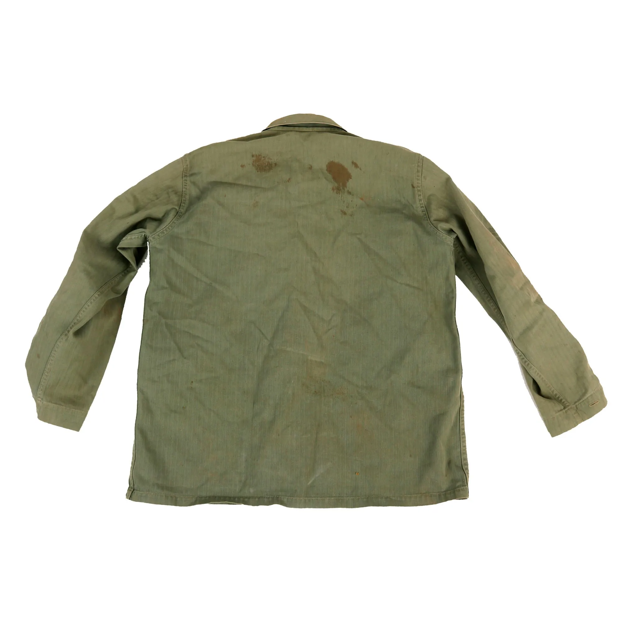 Original U.S. WWII Named USMC HBT Herringbone Twill P41 Utility Combat Uniform Grouping - Jacket, Trousers, Cap, & Boots