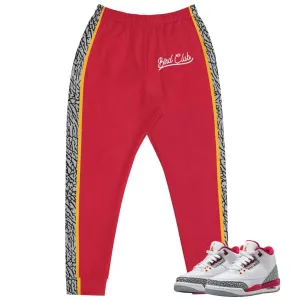 Retro 3 Cardinal Elephant Print Joggers