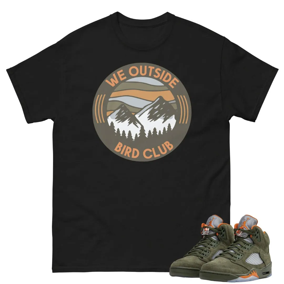 Retro 5 Olive/Solar Orange "We Outside" Shirt