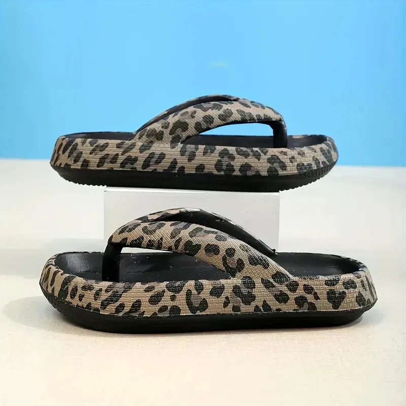 Riley - Leopard Print Flip-Flops