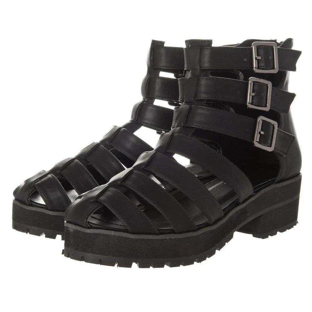 Rome Triple Buckle Cleated Sole Gladiator Sandal