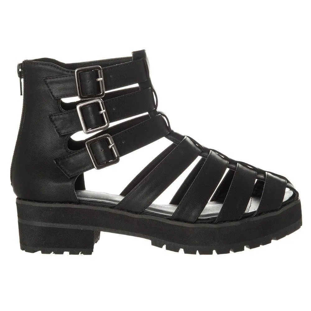 Rome Triple Buckle Cleated Sole Gladiator Sandal